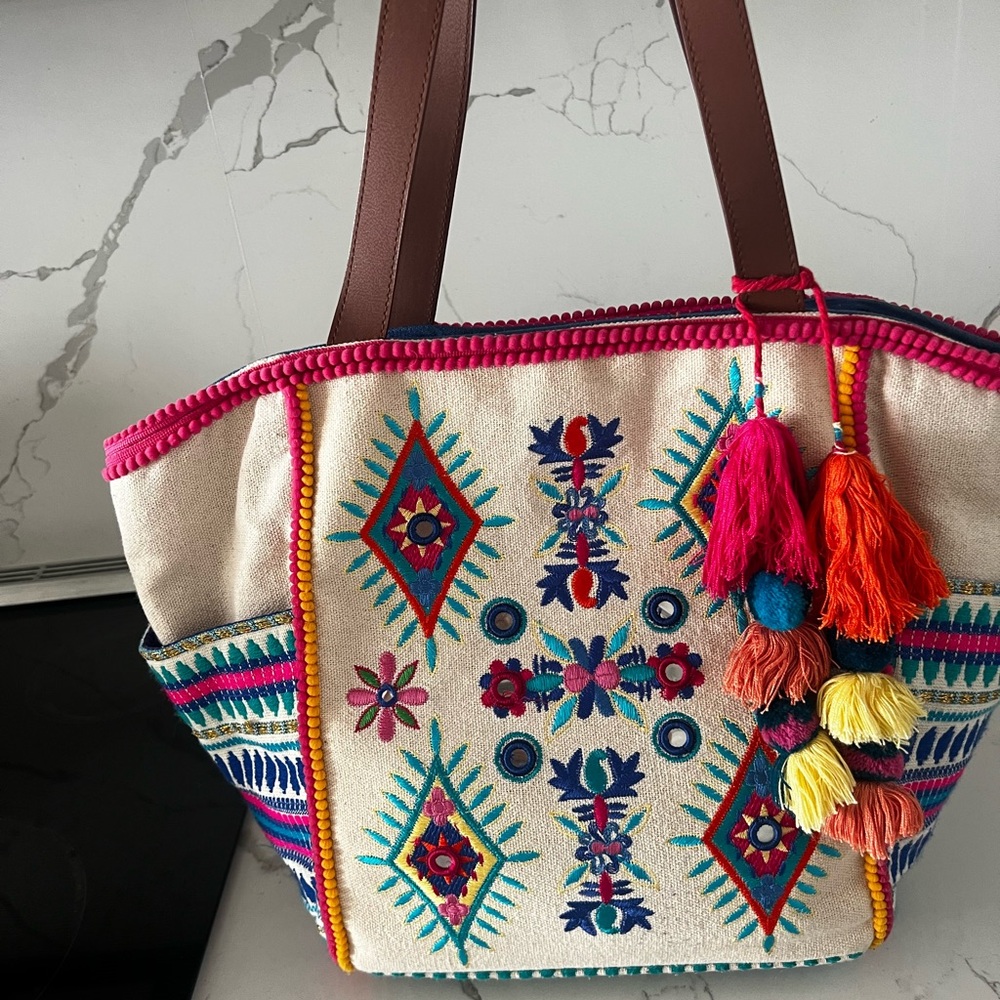 Steven by Steve Madden Eytal Colorfully Embroidered TassleToe